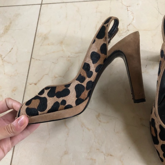 Stuart Weitzman Cheetah Open Toe Pumps Size 8 - Picture 3 of 7